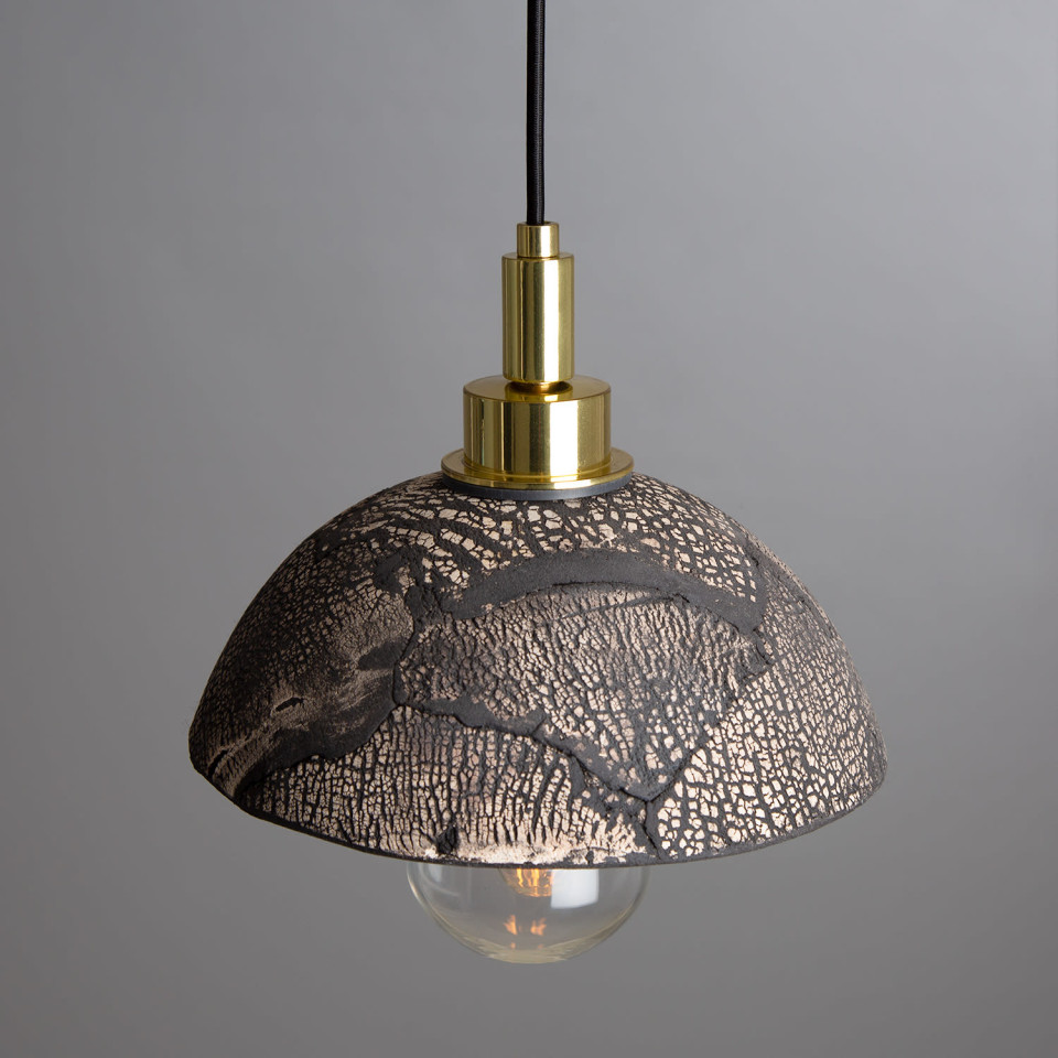 Kingii badrumstaklampa keramik svart lera 20cm IP44