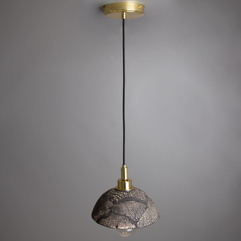 Kingii badrumstaklampa keramik svart lera 20cm IP44