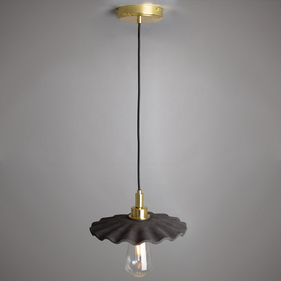 Kirhii Bathroom Ceiling Lamp Ceramic Black Clay 27cm IP44