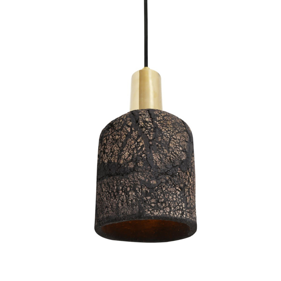 Osier Ceiling Lamp Ceramic Black Clay 11.5cm