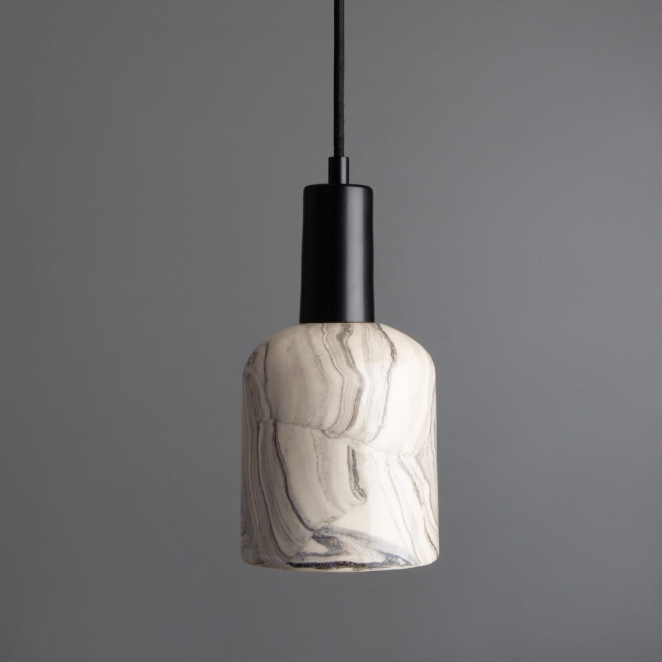 Osier Ceiling Lamp Ceramic Black/White 11.5cm