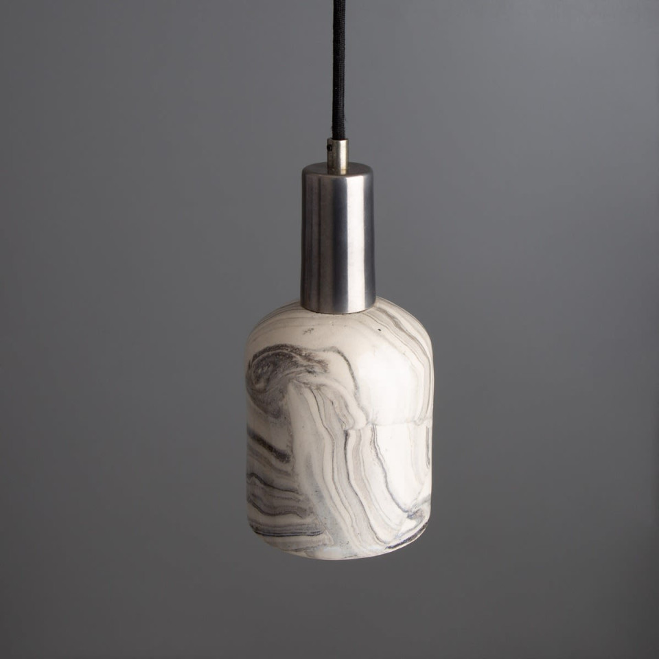 Osier Ceiling Lamp Ceramic Black/White 11.5cm