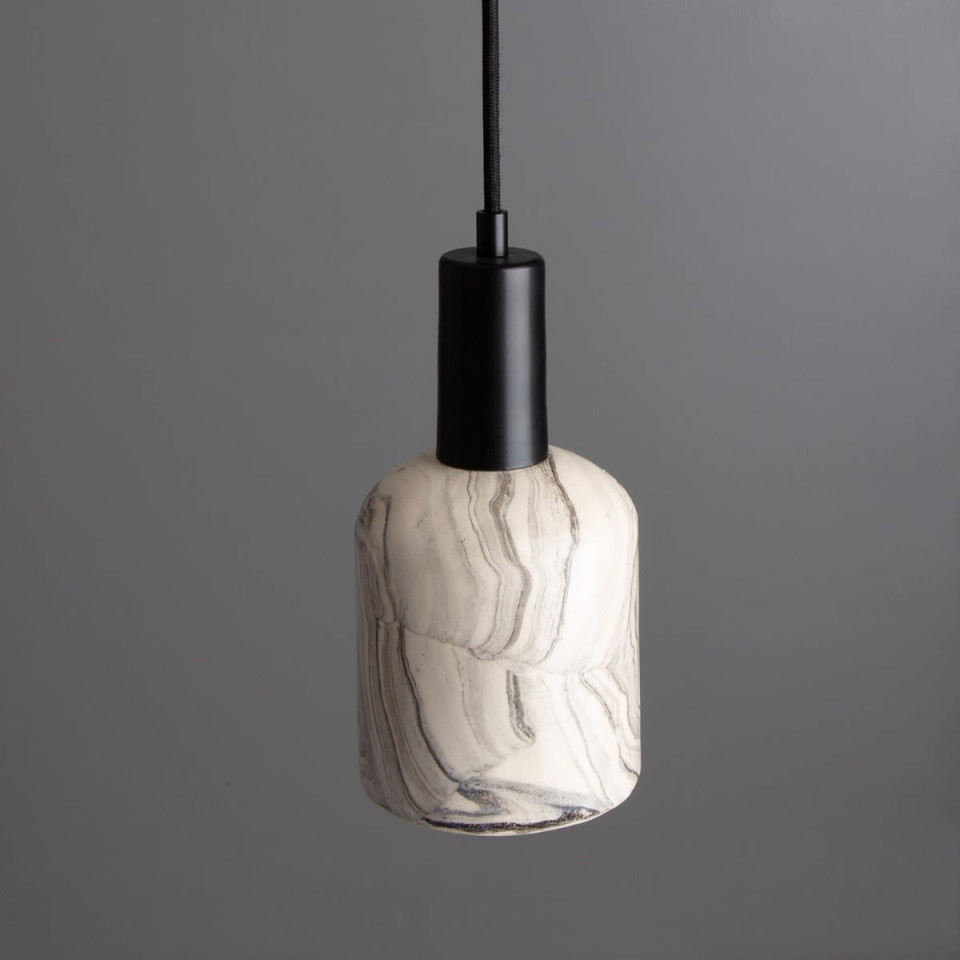 Osier Ceiling Lamp Ceramic Black/White 11.5cm