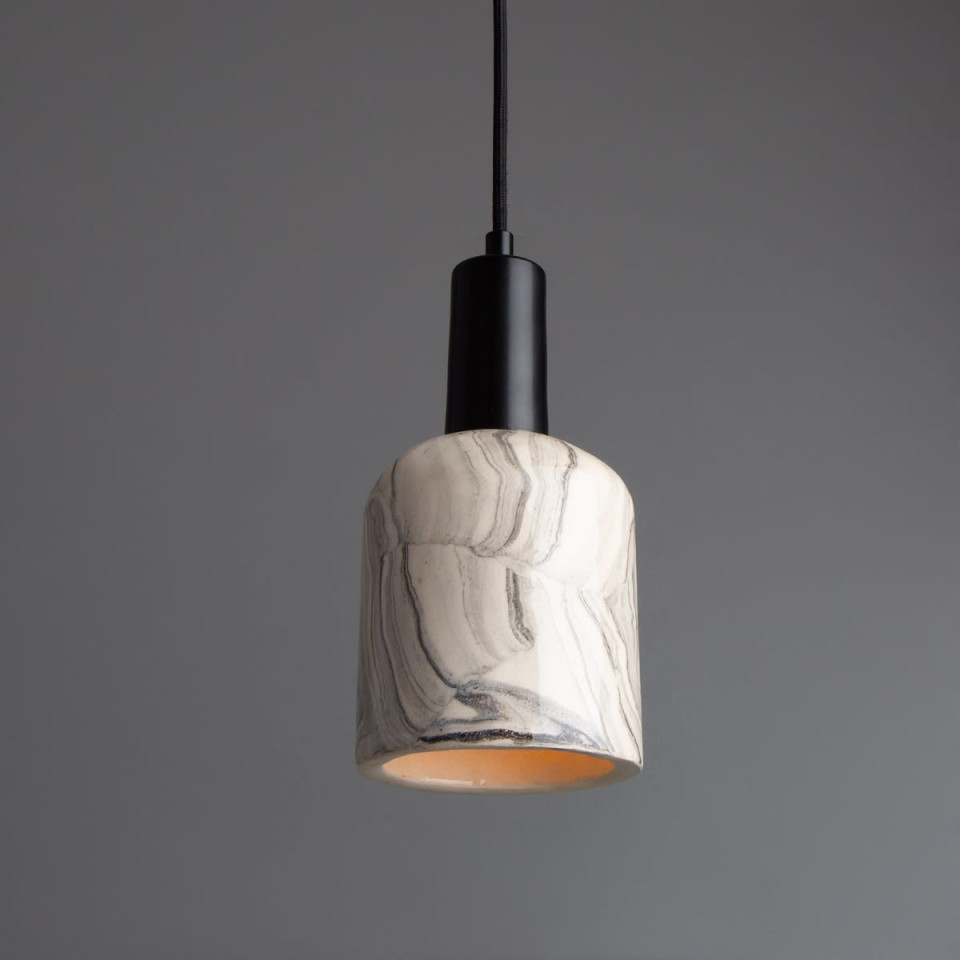 Osier Ceiling Lamp Ceramic Black/White 11.5cm