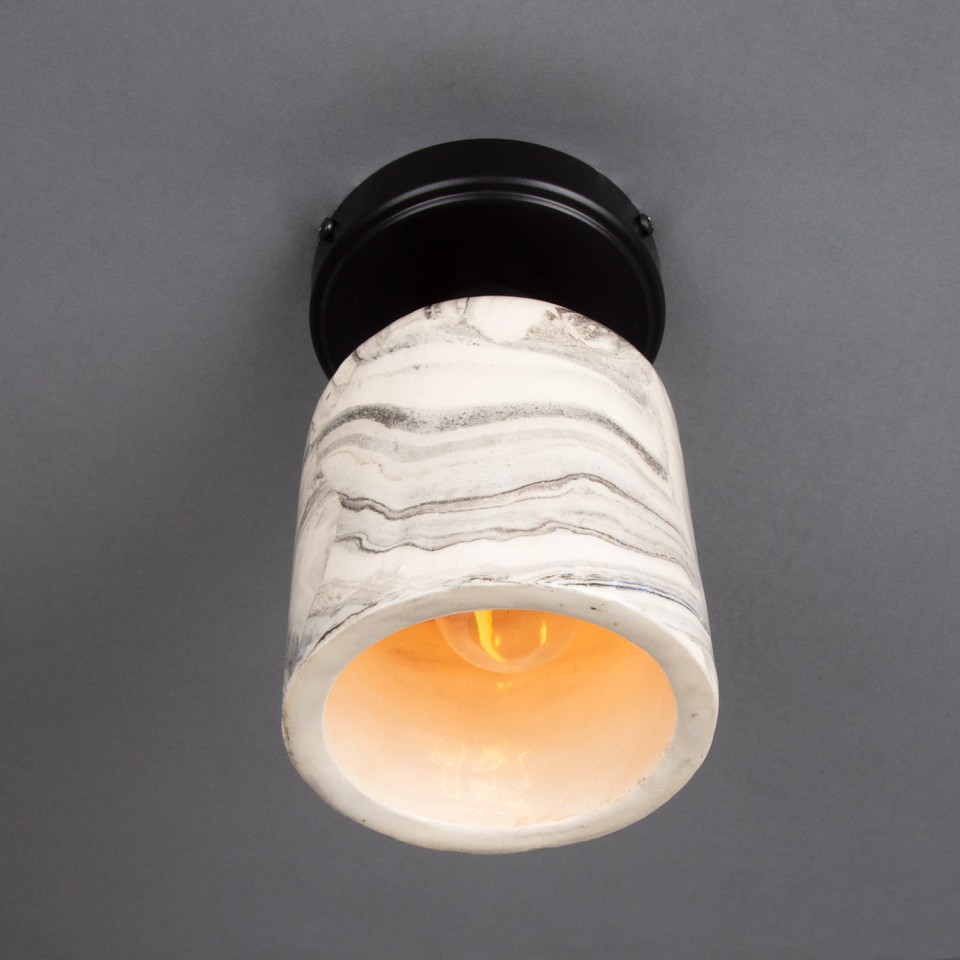 Osier flush fitting light Ceramic Black/White 11.5cm