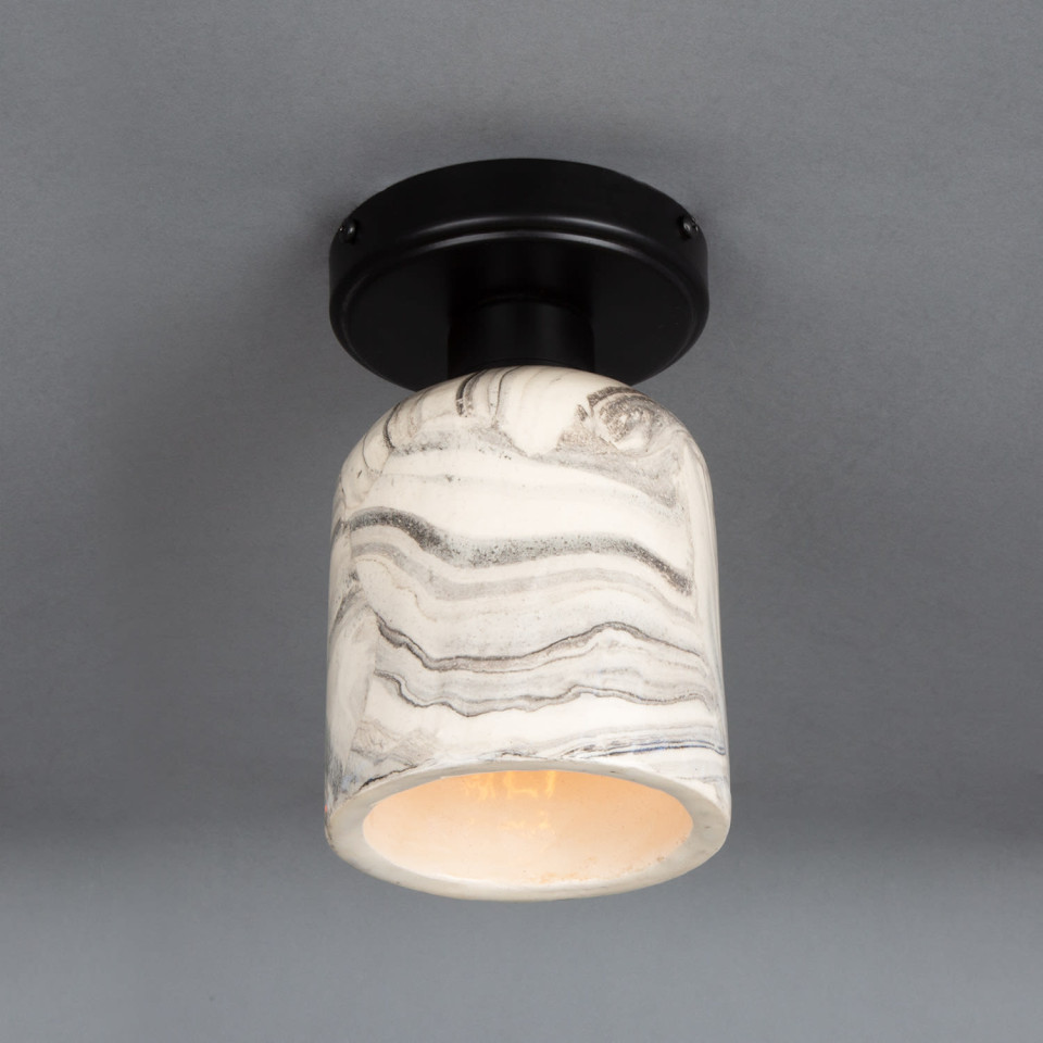 Osier flush fitting light Ceramic Black/White 11.5cm