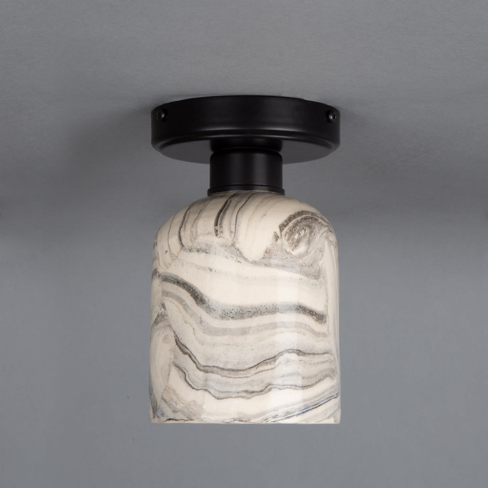 Osier flush fitting light Ceramic Black/White 11.5cm