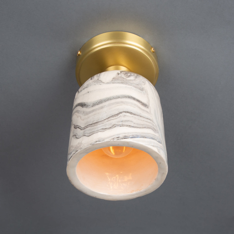 Osier flush fitting light Ceramic Black/White 11.5cm