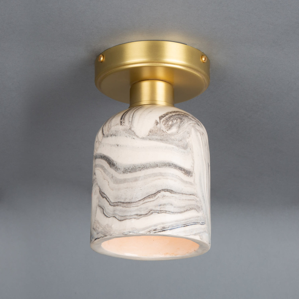 Osier flush fitting light Ceramic Black/White 11.5cm