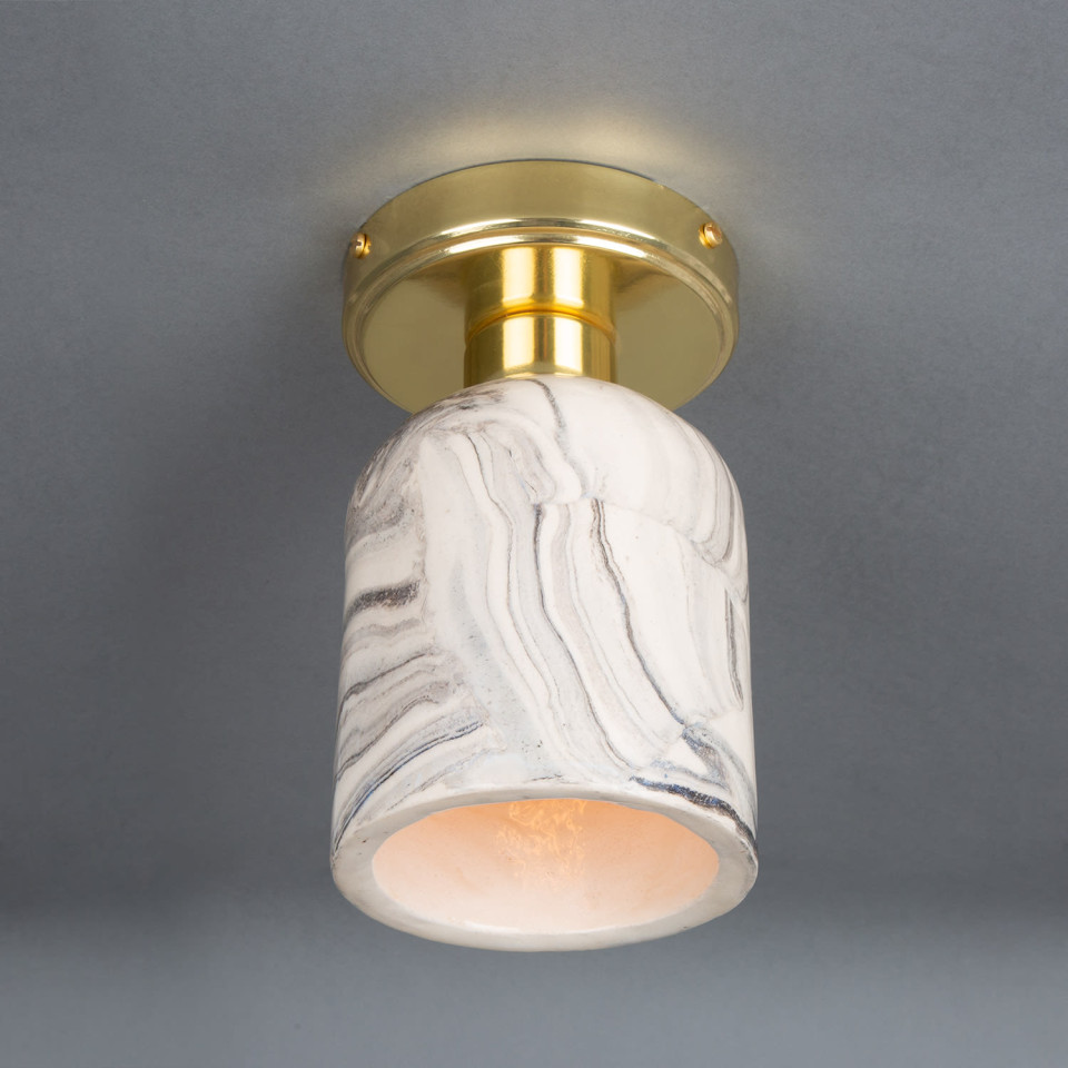 Osier flush fitting light Ceramic Black/White 11.5cm