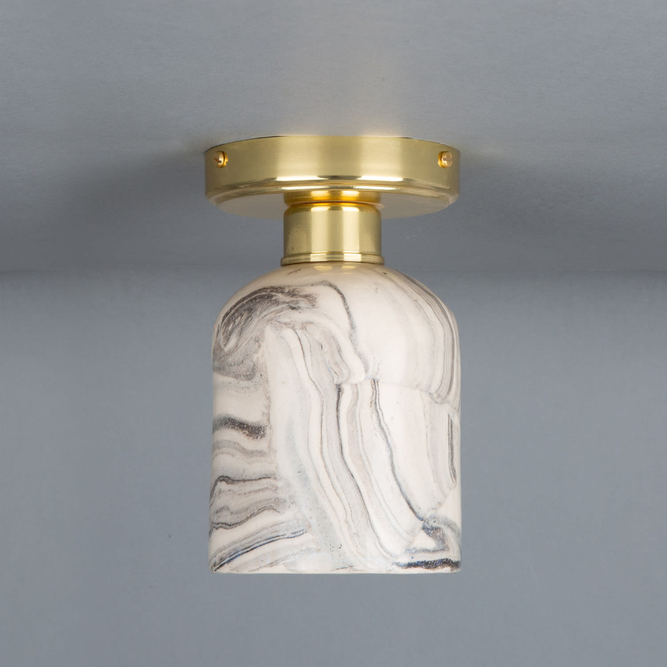 Osier flush fitting light Ceramic Black/White 11.5cm