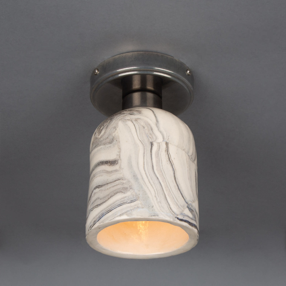 Osier flush fitting light Ceramic Black/White 11.5cm