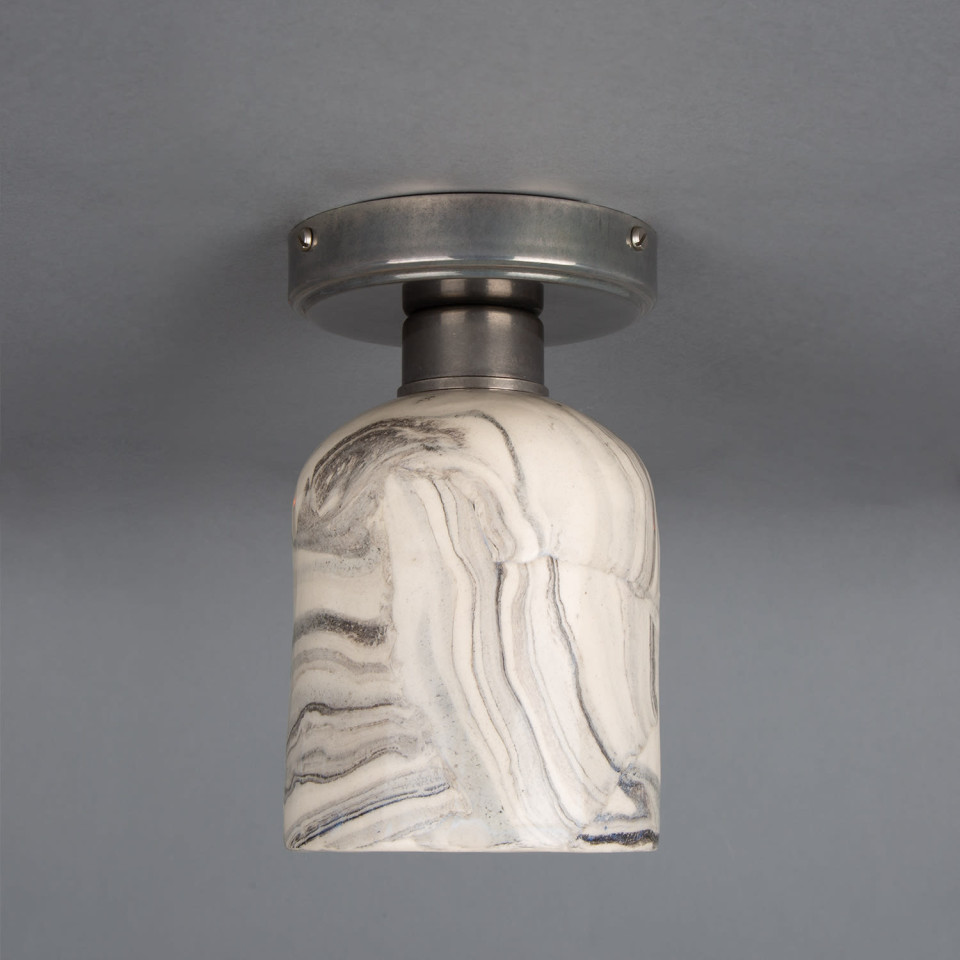 Osier flush fitting light Ceramic Black/White 11.5cm
