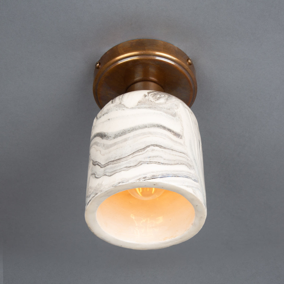 Osier flush fitting light Ceramic Black/White 11.5cm