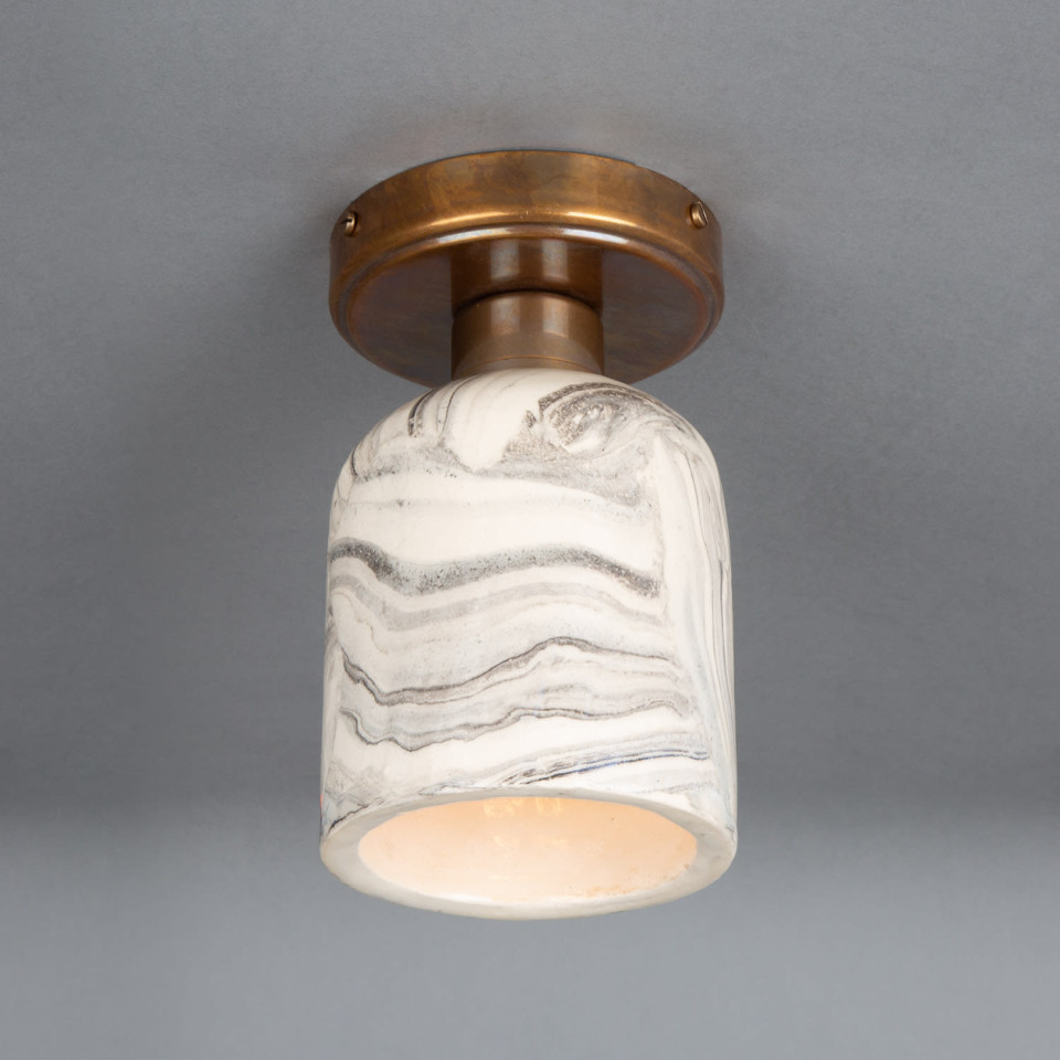 Osier flush fitting light Ceramic Black/White 11.5cm
