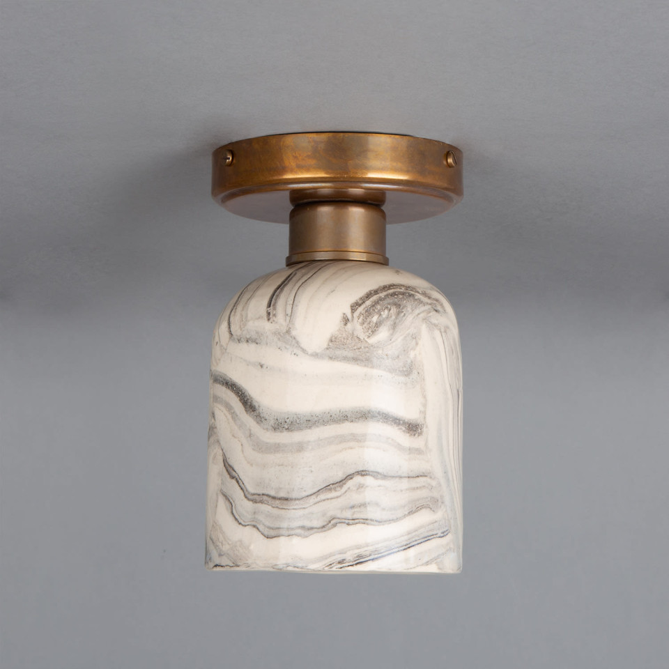 Osier flush fitting light Ceramic Black/White 11.5cm