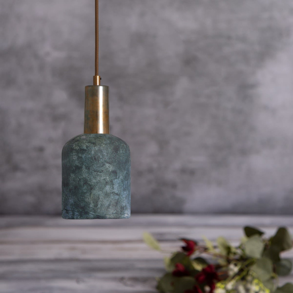 Osier Ceiling Lamp Ceramic Blue Earth 11.5cm