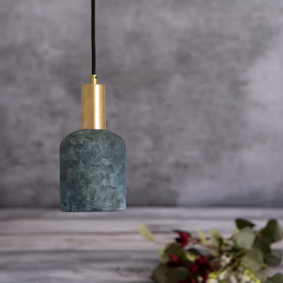 Osier Ceiling Lamp Ceramic Blue Earth 11.5cm