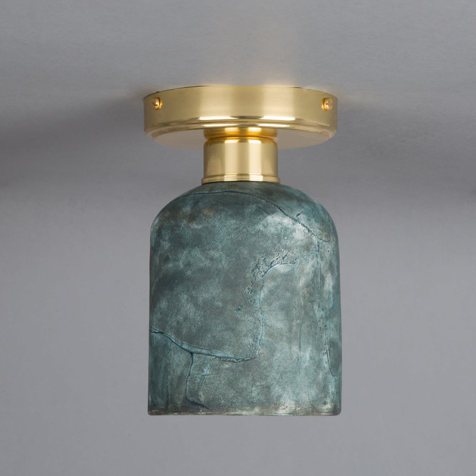 Osier flush fitting light Ceramic Blue Earth 11.5cm