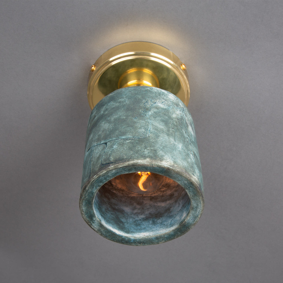 Osier flush fitting light Ceramic Blue Earth 11.5cm