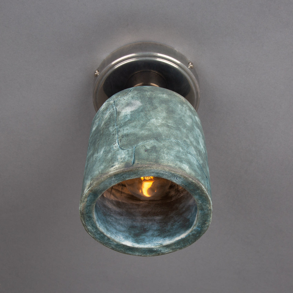 Osier flush fitting light Ceramic Blue Earth 11.5cm