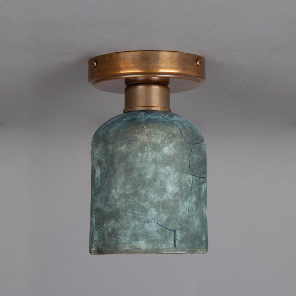 Osier flush fitting light Ceramic Blue Earth 11.5cm