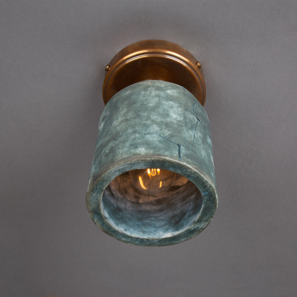 Osier flush fitting light Ceramic Blue Earth 11.5cm