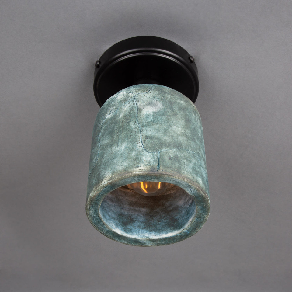 Osier flush fitting light Ceramic Blue Earth 11.5cm