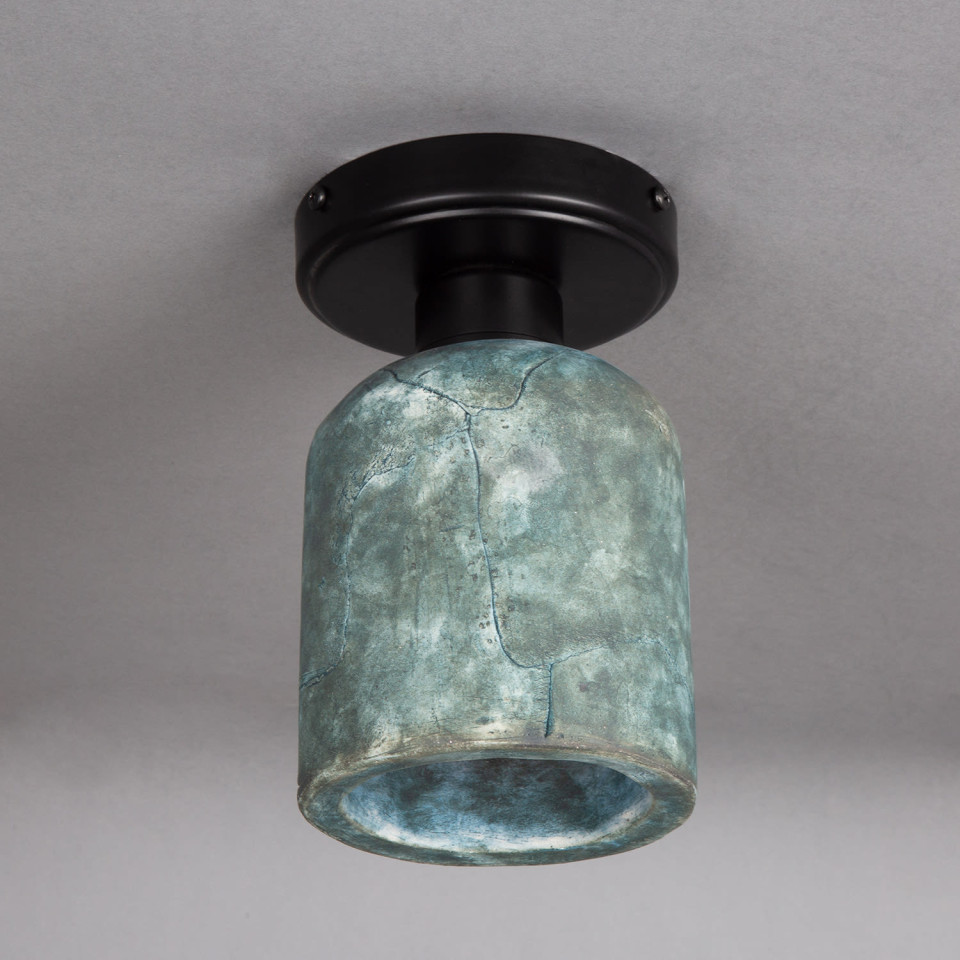 Osier flush fitting light Ceramic Blue Earth 11.5cm