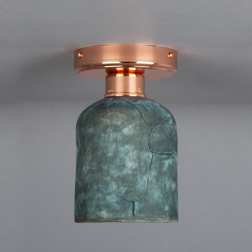 Osier flush fitting light Ceramic Blue Earth 11.5cm
