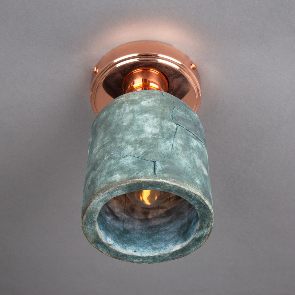 Osier flush fitting light Ceramic Blue Earth 11.5cm
