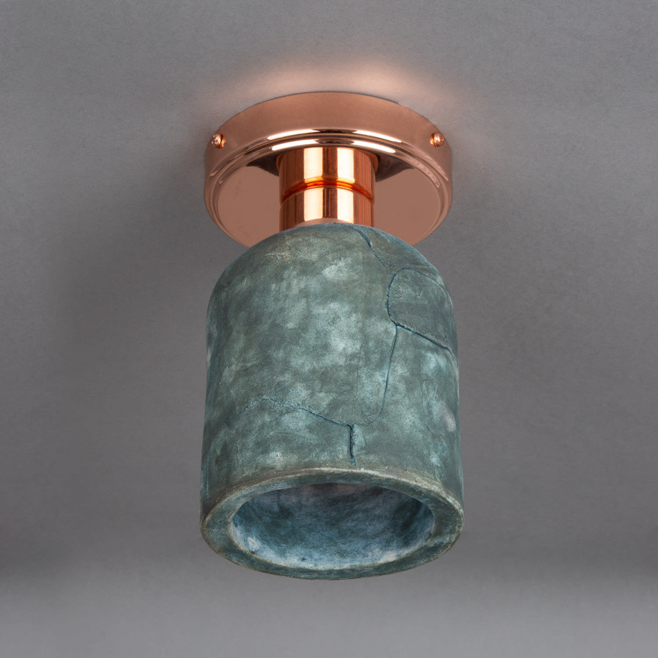 Osier flush fitting light Ceramic Blue Earth 11.5cm