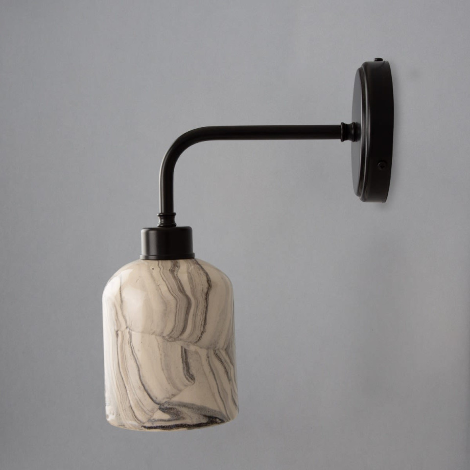 Osier Wall Lamp Ceramic Black/White 31cm
