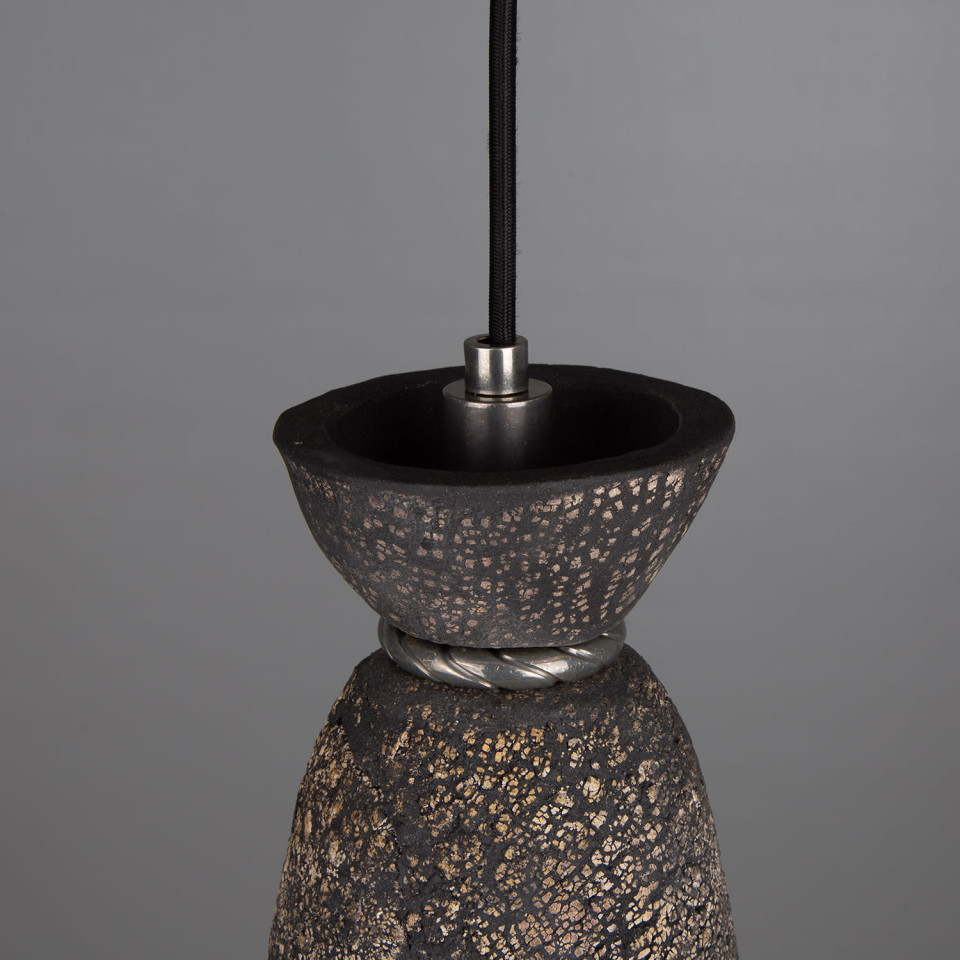 Parva badrumstaklampa keramik svart lera 14cm IP44