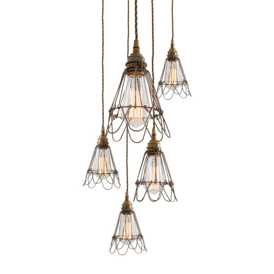 Praia kluster taklampa brons/svart/guld 10cm