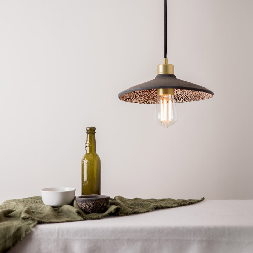 Pyrus Ceiling Lamp Ceramic Black Clay 28cm