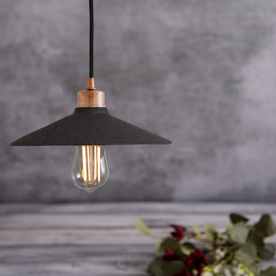 Pyrus Ceiling Lamp Ceramic Black Clay 28cm