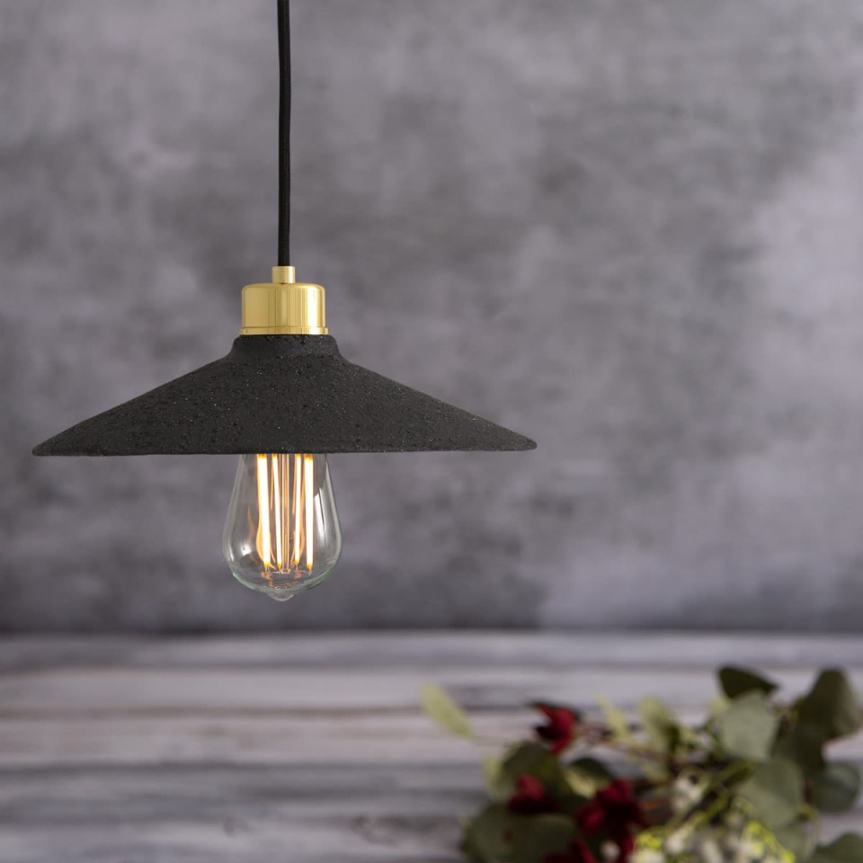 Pyrus Ceiling Lamp Ceramic Black Clay 28cm