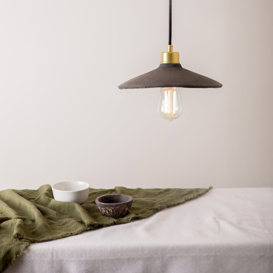 Pyrus Ceiling Lamp Ceramic Black Clay 28cm