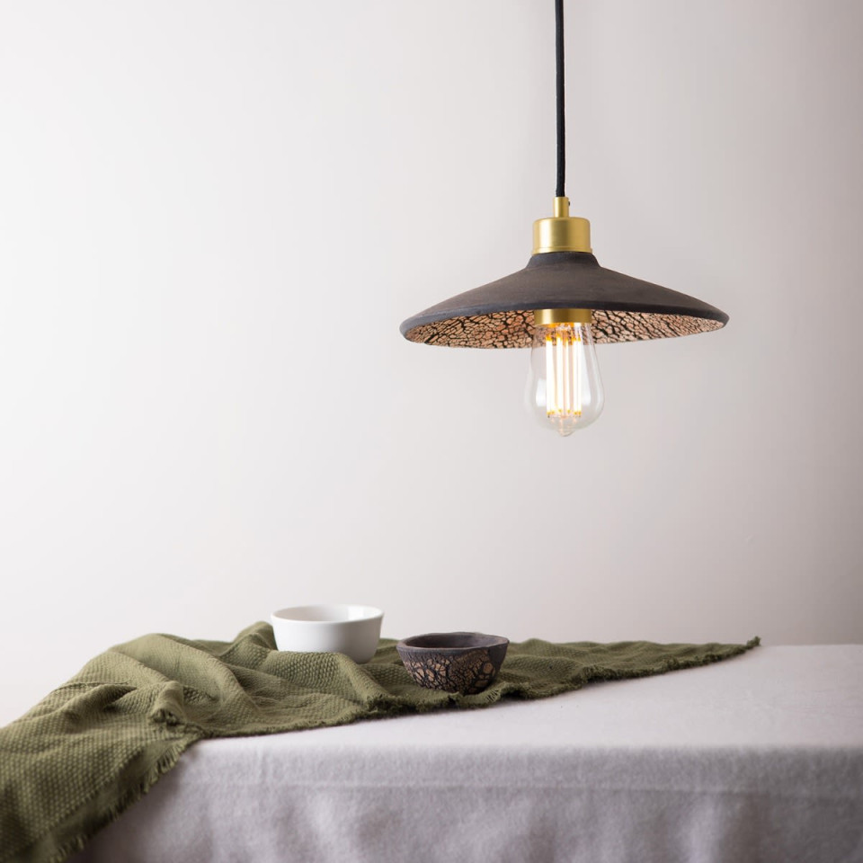 Pyrus Ceiling Lamp Ceramic Black Clay 28cm