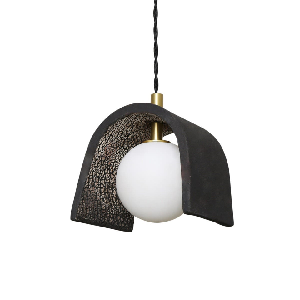 Tansy Ceiling Lamp Ceramic Black Clay 12cm