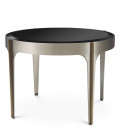 Artemisa side table brushed steel/brushed brass/black glass 64 cm