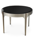 Artemisa side table brushed steel/brushed brass/black glass 64 cm