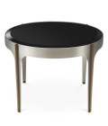 Artemisa side table brushed steel/brushed brass/black glass 64 cm
