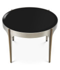 Artemisa side table brushed steel/brushed brass/black glass 64 cm