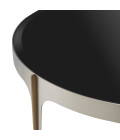 Artemisa side table brushed steel/brushed brass/black glass 64 cm