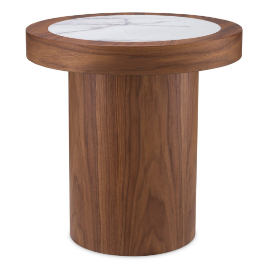 Presedio side table walnut veneer/marble 50 cm