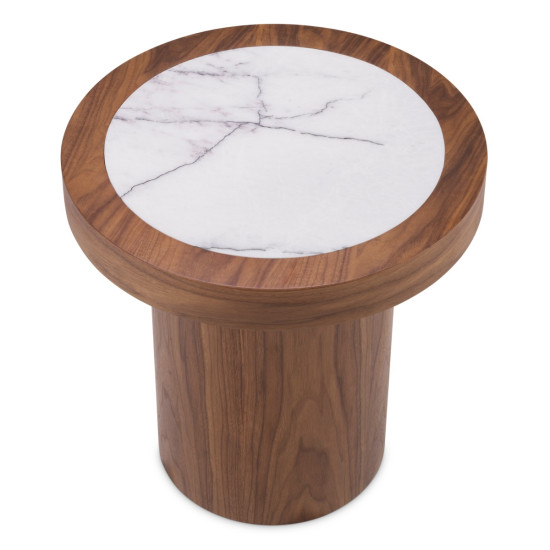 Presedio side table walnut veneer/marble 50 cm