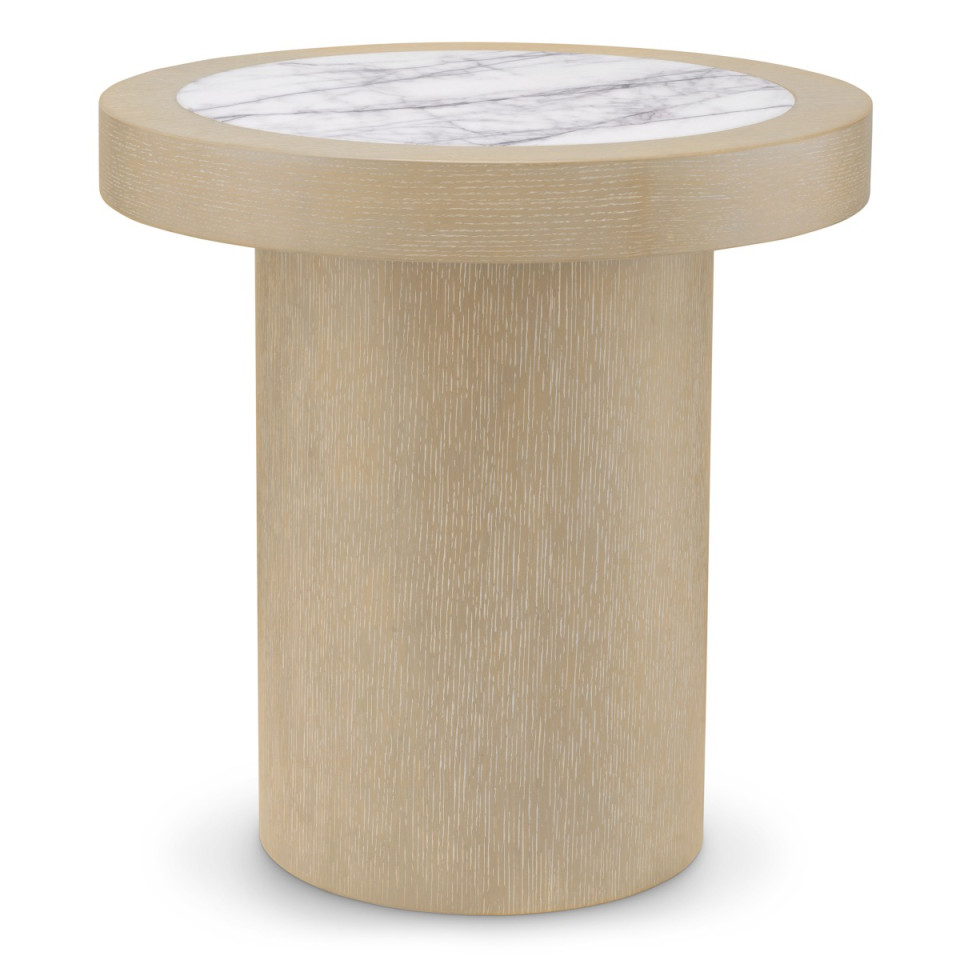 Presedio side table washed oak veneer/marble 50 cm
