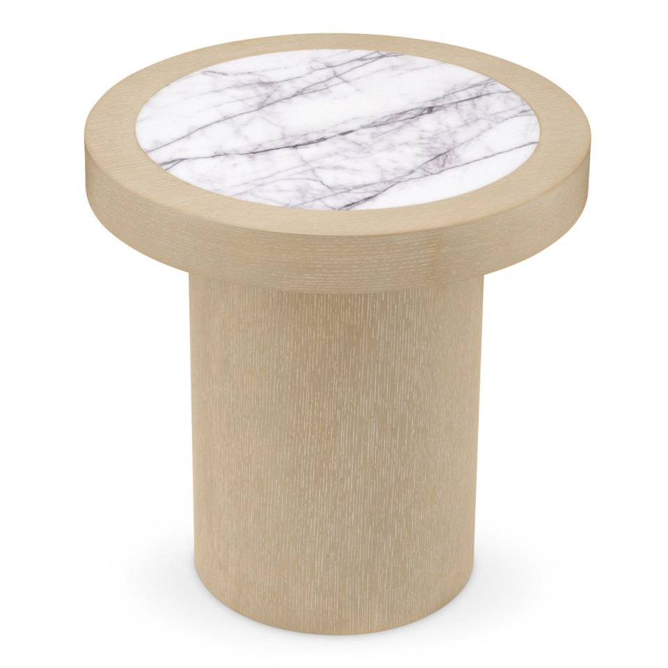 Presedio side table washed oak veneer/marble 50 cm